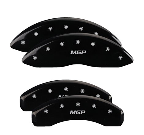 MGP 4 Caliper Covers Engraved F&R MGP Black Finish Silver Characters 11-18 Jeep Grand Cherokee