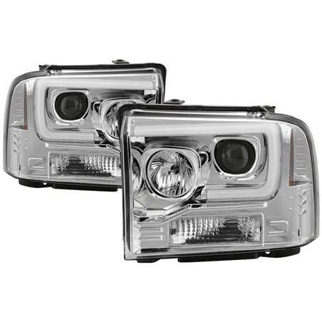 Spyder 05-07 Ford F250/350/450 SD Ver 2 Proj Headlights - Light Bar DRL - Black PRO-YD-FS05V2-LB-C