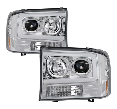 Spyder 99-04 Ford F-250 Super Duty Light Bar Projector Headlights - Chrome (PRO-YD-FF25099V2-LB-C)