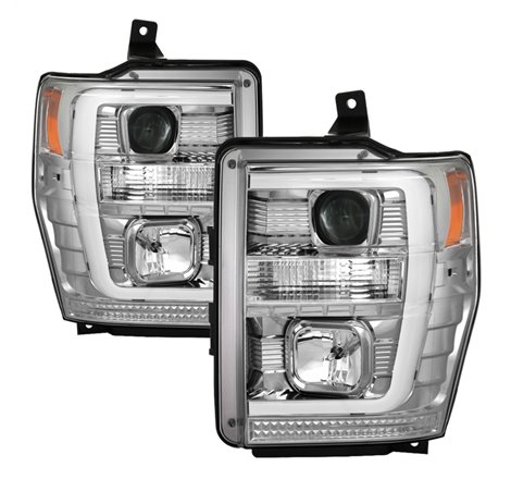 Spyder 08-10 Ford F-250 Super Duty V2 Light Bar DRL Projector Headlights - Chrm (PRO-YD-FS08V2-LB-C)