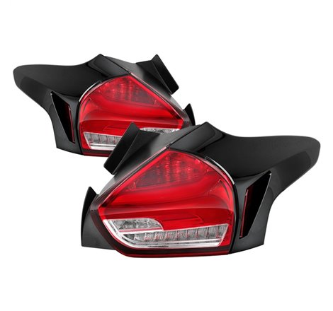 Spyder 15-17 Ford Focus Hatch LED Tail Lights w/Indicator/Reverse - Red Clr (ALT-YD-FF155D-LED-RC)