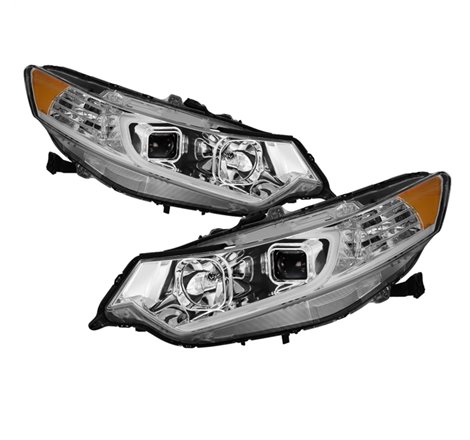 xTune 09-14 Acura Projector Headlights - Light Bar DRL - Chrome (PRO-JH-ATSX09-LB-C)