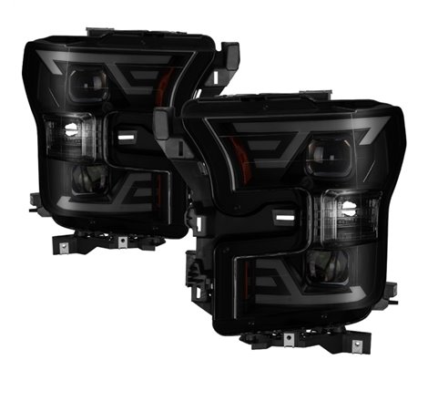 xTune 15-17 Ford F-150 DRL LED Light Bar Projector Headlights - Black Smoke (PRO-JH-FF15015-LB-BSM)