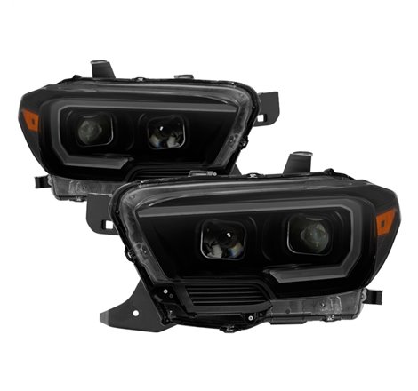 xTune 16-18 Toyota Tacoma SR/SR5 DRL Proj Headlights w/Turn Signal - Blk Smk (PRO-JH-TTA16-SR-BSM)