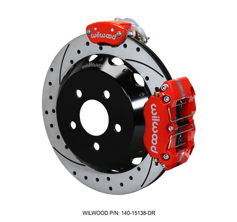 Wilwood Dynapro Radial / MC4 Rear Kit 12.88 Drilled & Slotted Red 2015 Ford Mustang w/Lines