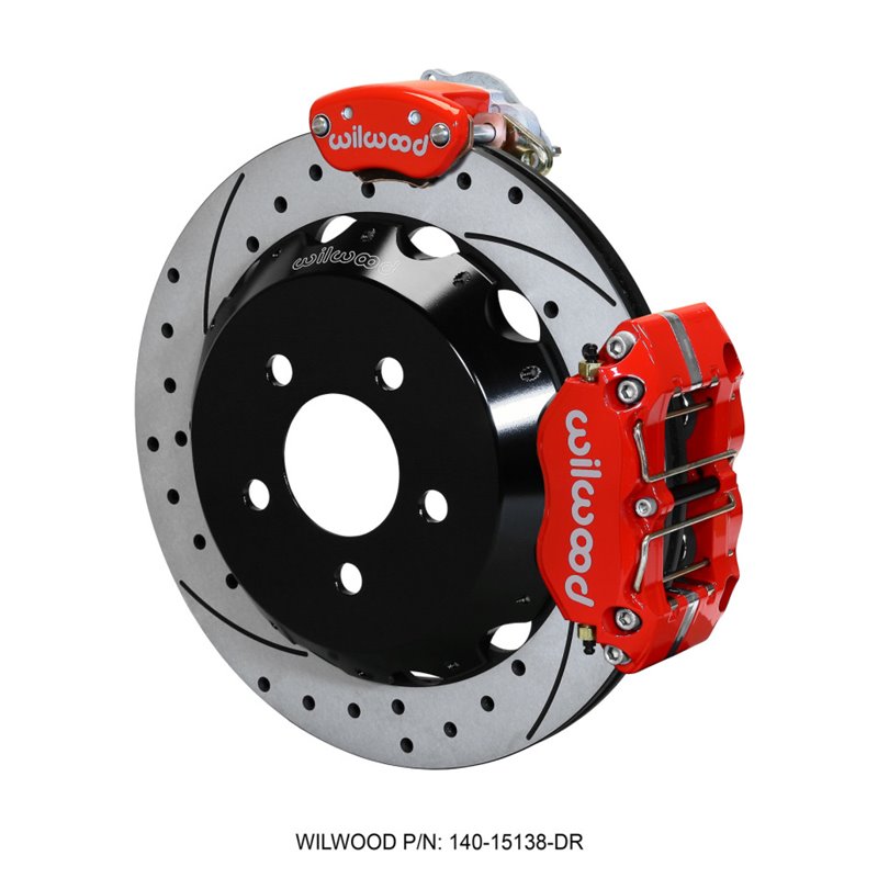 Wilwood Dynapro Radial / MC4 Rear Kit 12.88 Drilled & Slotted Red 2015 Ford Mustang w/Lines