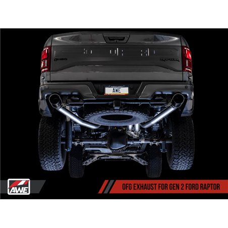 AWE Tuning 2017+ Ford Raptor 0 FG Performance Exhaust System - w/ Diamond Black Tips