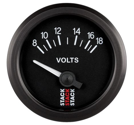 Autometer Stack Instruments 52mm 8-18V Electric Battery Voltage Gauge - Black