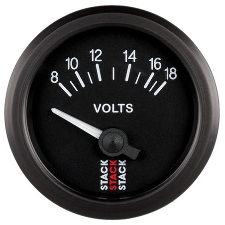 Autometer Stack Instruments 52mm 8-18V Electric Battery Voltage Gauge - Black