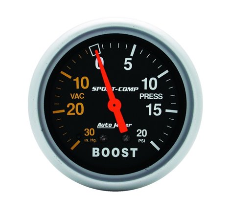 Autometer Sport-Comp 2-5/8in 30 IN HG/20 PSI Mechanical Boost/Vacuum Gauge