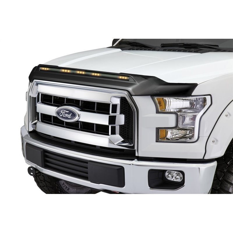 AVS 2015-2019 Ford F150 Aeroskin Low Profile Hood Shield w/ Lights - Black