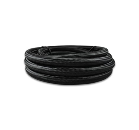 Vibrant -6 AN Black Nylon Braided Flex Hose w/ PTFE liner (5FT long)