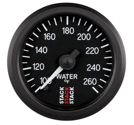 Autometer Stack 52mm 100-260 Deg F 1/8in NPTF Male Pro Stepper Motor Water Temp Gauge - Black