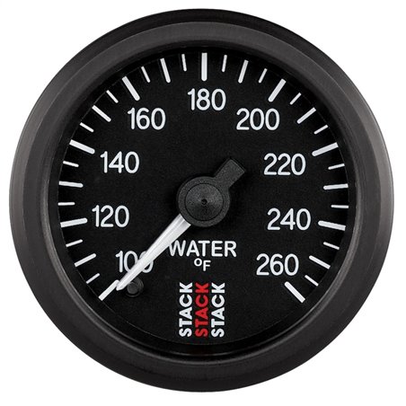 Autometer Stack 52mm 100-260 Deg F 1/8in NPTF Male Pro Stepper Motor Water Temp Gauge - Black