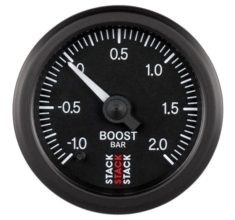 Autometer Stack 52mm -1 to +2 Bar (Incl T-Fitting) Pro Stepper Motor Boost Pressure Gauge - Black