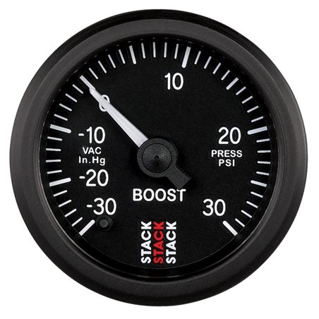 Autometer Stack 52mm -30INHG to +30 PSI (Incl T-Fitting) Pro Stepper Motor Boost Press Gauge - Black