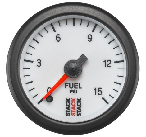 Autometer Stack 52mm 0-15 PSI 1/8in NPTF Male Pro Stepper Motor Fuel Pressure Gauge - White