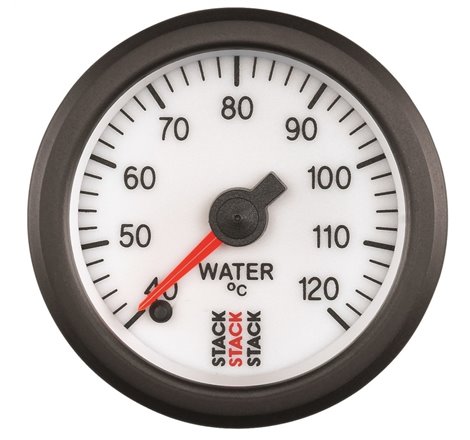 Autometer Stack 52mm 40-120 Deg C 1/8in NPTF Male Pro Stepper Motor Water Temp Gauge - White