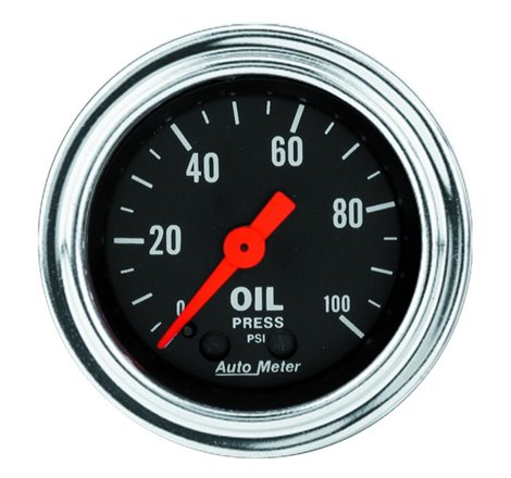 Autometer Traditional Chrome 2-1/16in 100 PSI Mechanical Oil Pressure Gauge