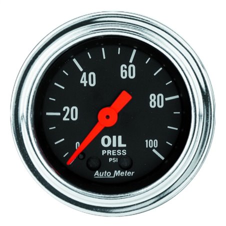 Autometer Traditional Chrome 2-1/16in 100 PSI Mechanical Oil Pressure Gauge