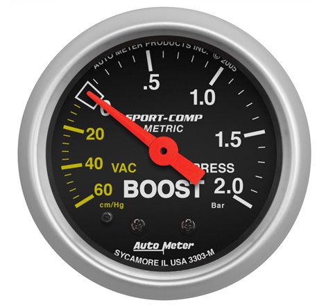 Autometer Sport-Comp 52mm 60cm/HG -2.0 Bar Mechanical Boost Gauge