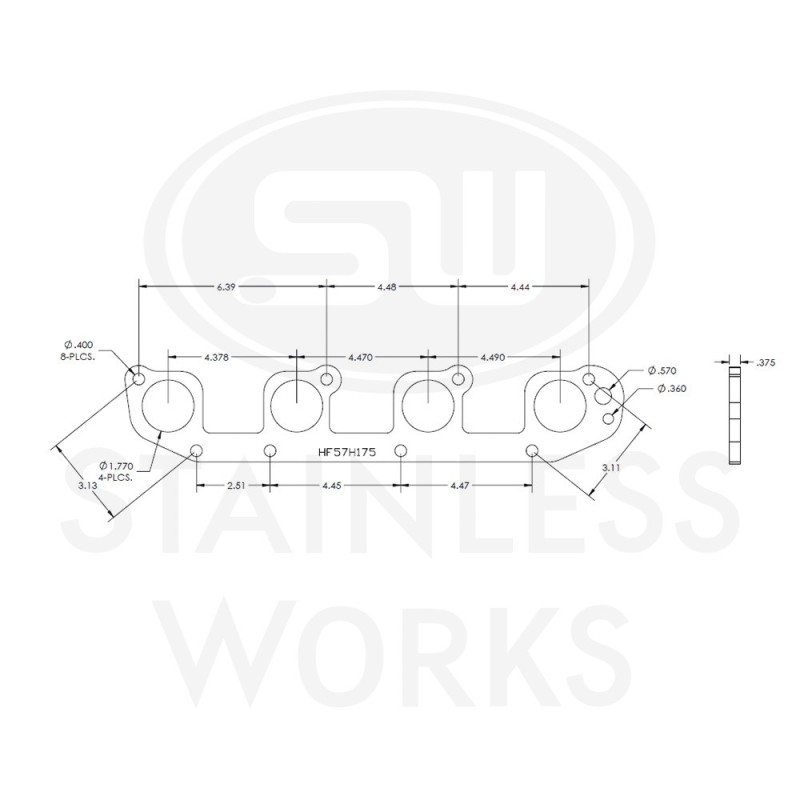 Stainless Works Hemi 5.7L Round Port Header 304SS Exhaust Flanges 1-3/4in Primaries