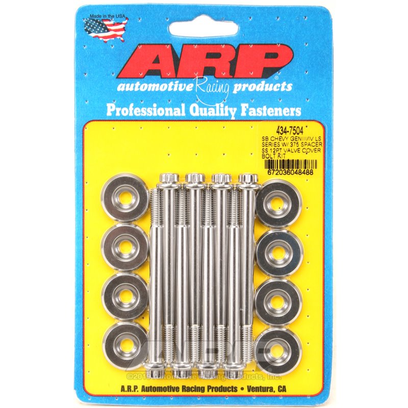 ARP SB Chevrolet Gen III/IV LS Series w/ 0.375 Spacer SS 12pt Valve Cover Bolt Kit