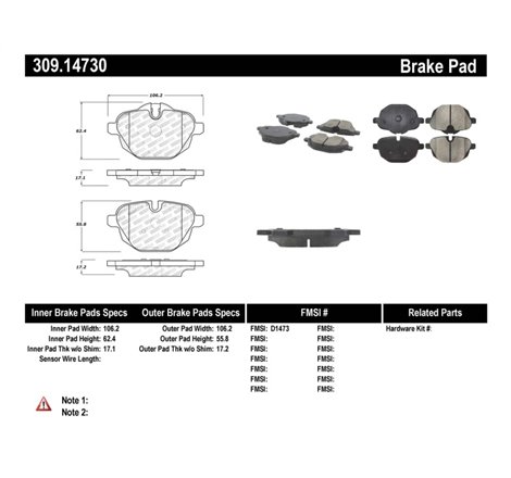 StopTech 11-17 BMW 5-Series / X3 Sport Performance Rear Brake Pads