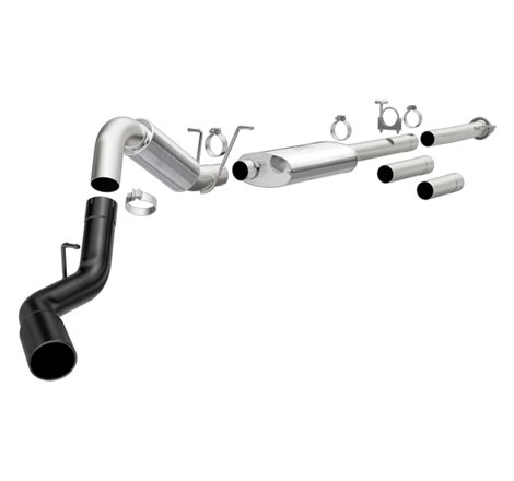 MagnaFlow 11-19 GM 2500/3500 6.0L 4in Single Passenger Side Rear Exit Cat-Back Exhaust w/Black Tips