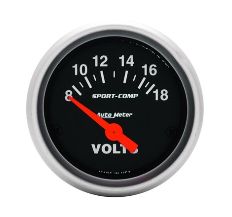 Autometer Sport-Comp 52mm 8-18 Volt Electronic Voltmeter Gauge