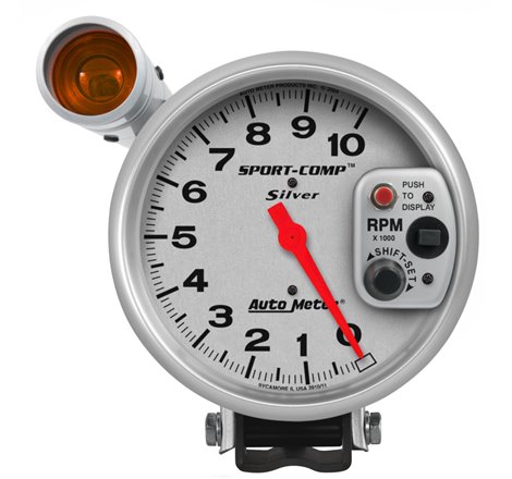 Autometer Sport-Comp 5 inch 10K RPM Shift Light Silver Tach