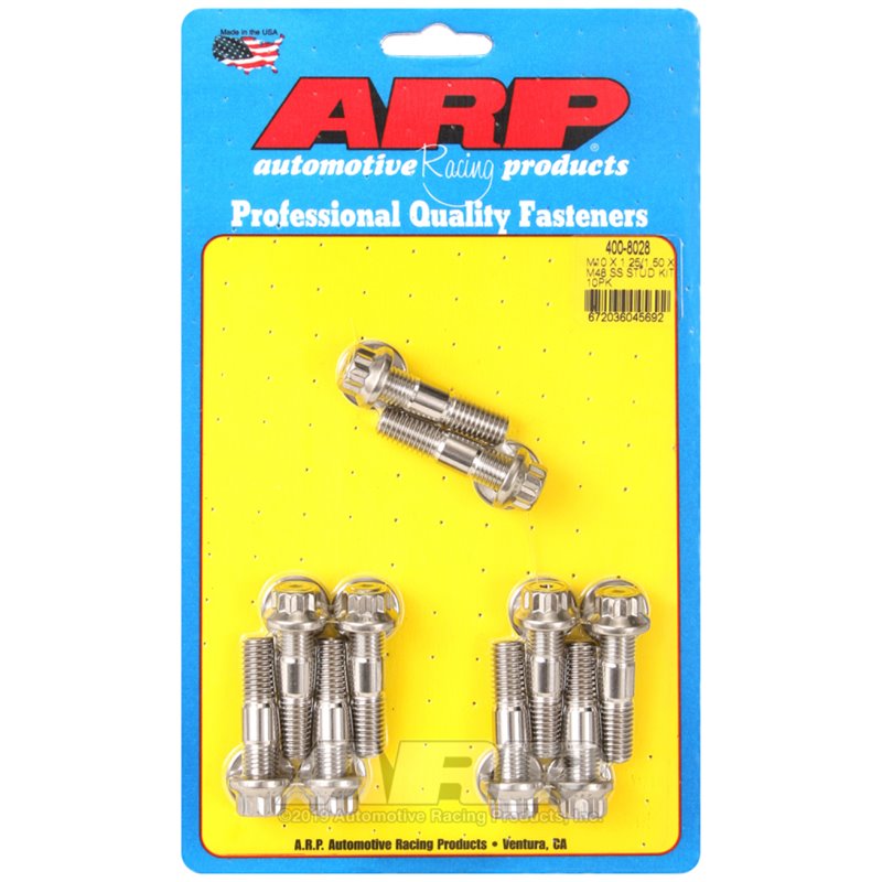 ARP M10 x 1.25/1.50 x 48mm Broached 10 Piece Stud Kit