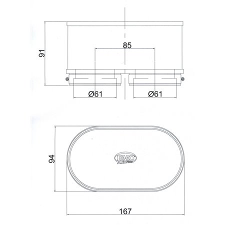 BMC Twin Air Carburetor Filter - 61mm x 2 ID / 74mm H