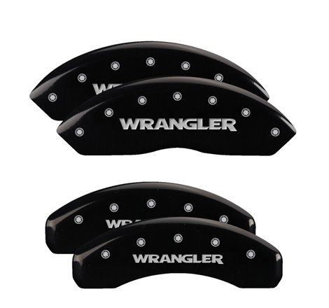 MGP 4 Caliper Covers Engraved Front & Rear Wrangler Black Finish Silver Char 2018 Jeep Wrangler