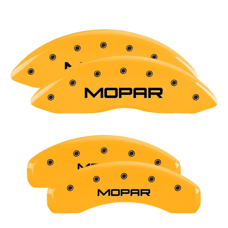 MGP 4 Caliper Covers Engraved Front & Rear Mopar Yellow Finish Black Char 2019 Ram 1500