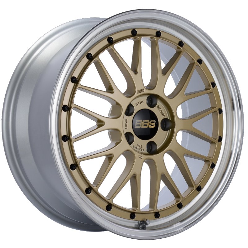 BBS LM 19x8.5 5x112 ET48 Gold Center Diamond Cut Lip Wheel -82mm PFS/Clip Required