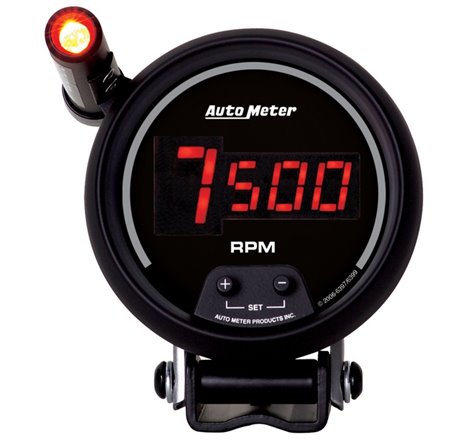 Autometer Quick-Lite Digital 10K RPM Pedestal Mount 3 3/4in Tachometer Black Dial w/ Red LED