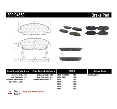 StopTech Performance 97-99 Acura CL / 94-97 Honda Accord Coupe / 90-97 Accord Sedan Front Brake Pad