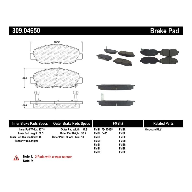 StopTech Performance 97-99 Acura CL / 94-97 Honda Accord Coupe / 90-97 Accord Sedan Front Brake Pad