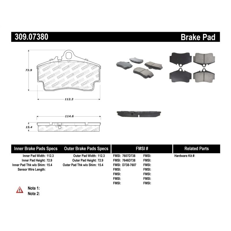 StopTech Performance 97-04 Porsche Boxster / 00-08 Boxster S / 98-08 911 Rear Brake Pads