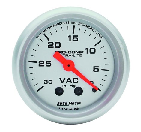 Autometer Ultra-Lite 52mm Mechanical Vacuum Gauge 30INHG