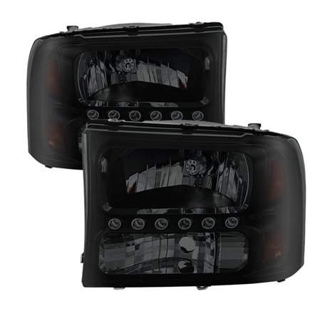 Xtune Ford F250 F350 Super Duty 99-04 1Pc Headlights w/ LED Black Smoked HD-JH-FF25099-LED-BSM