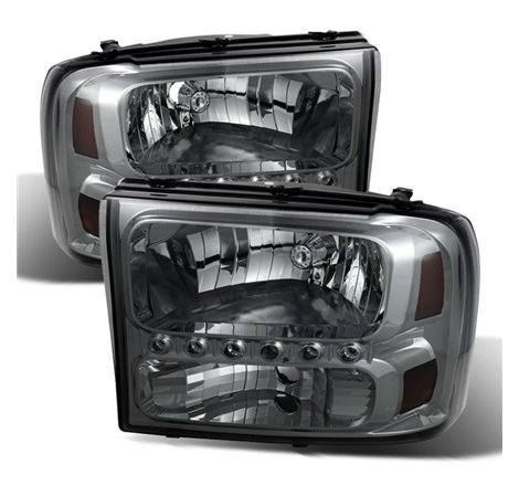 Xtune Ford F250 F350 Super Duty 99-04 1Pc Headlights w/ LED Smoked HD-JH-FF25099-LED-SM