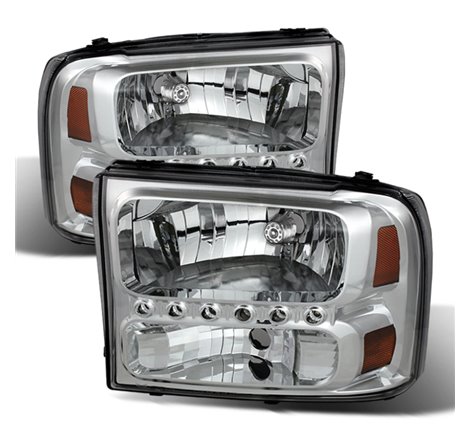 Xtune Ford F250 F350 Super Duty 99-04 1Pc Headlights w/ LED Chrome HD-JH-FF25099-LED-C