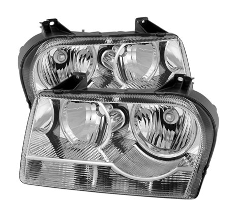 Xtune Chrysler 300 05-08 Halogen Non-Projection Style Only Crystal Headlights Chrome HD-JH-C305-HA-C