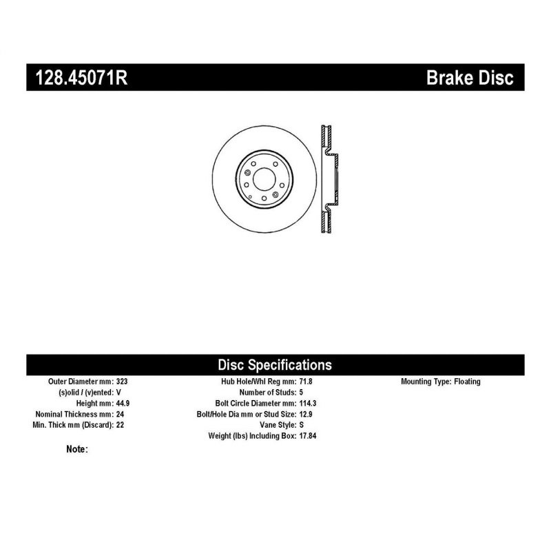 StopTech Drilled Sport Brake Rotor