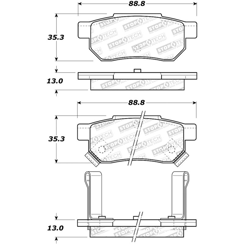 StopTech Sport Brake Pads w/Shims & Hardware - Rear