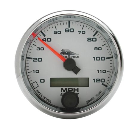 Autometer Pro-Cycle Gauge Speedo 2 5/8in 120 Mph Elec White