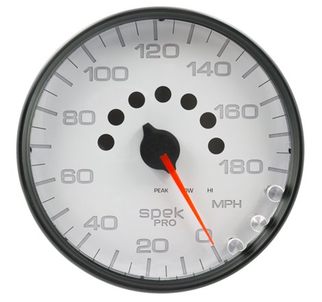 Autometer Spek-Pro Gauge Speedometer 5in 180 Mph Elec. Programmable White/Black