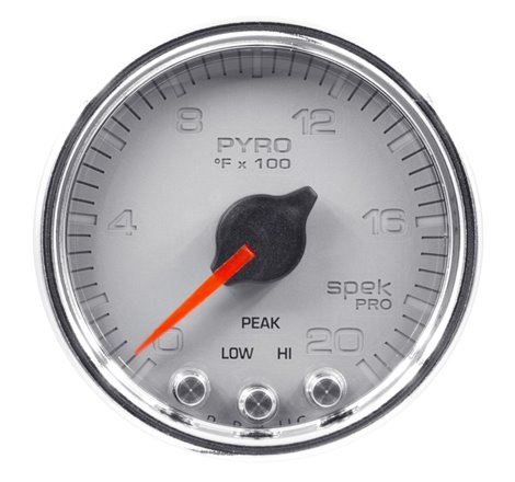 Autometer Spek-Pro Gauge Pyro. (Egt) 2 1/16in 2000f Stepper Motor W/Peak & Warn Slvr/Chrm